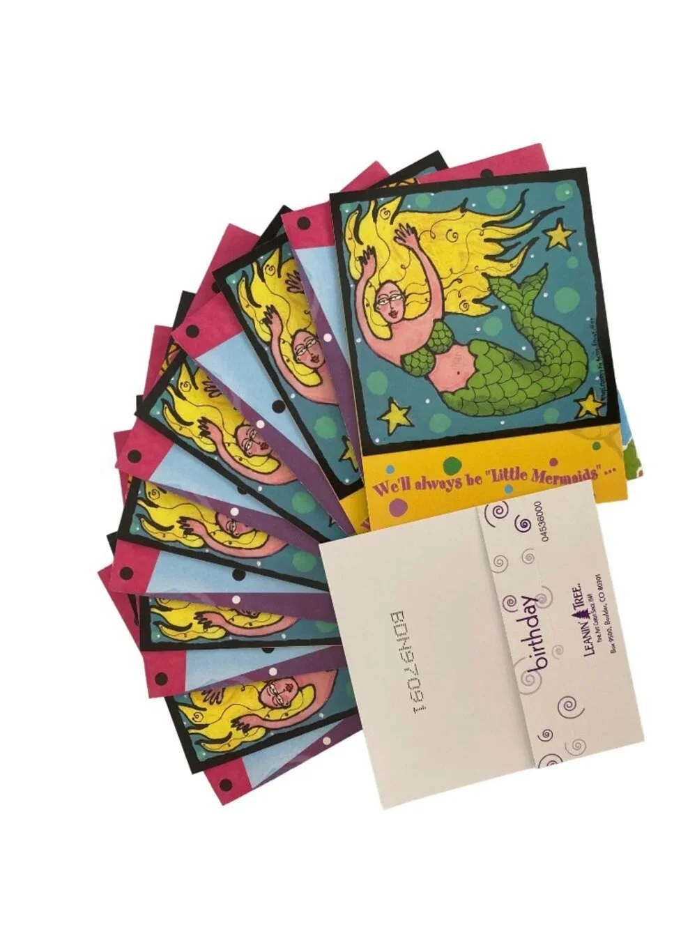 HAPPY BIRTHDAY 6/pk Leanin' Tree Greeting Cards NOS Mermaid Lori Wiseman VTG
